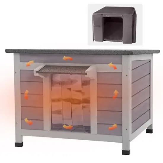 Aivituvin Insulated Wooden Cat House with Soft Liner | Waterproof Roof-AIR12-IN image {7}