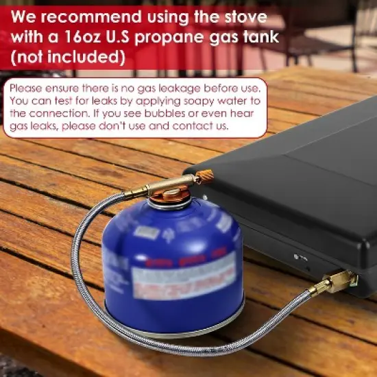 KTMBDW 3-Burner Propane Camping Stove 20000 BTUs, Portable Camp Stove with 3 Adjustable Burners and Push-Button Instant Ignition, Black image {9}