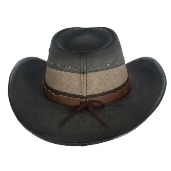 Kenny K Men's Vegan Leather Western Hat with Beaded Hatband image {2}