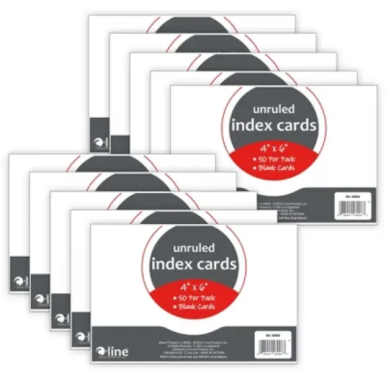 C-Line&reg; Index Cards, 4" x 6", White, Unruled, 50 Per Pack, 10 Packs image {5}