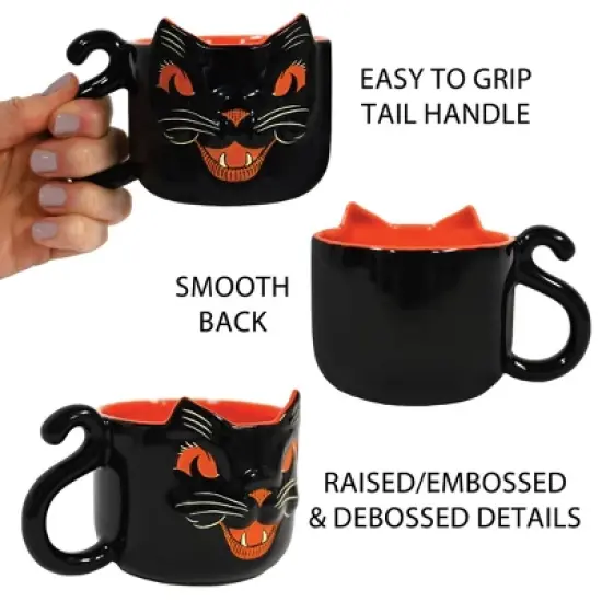 Beistle Beistle Vintage Halloween Ceramic Black Cat Mug, 12 oz Black image {4}