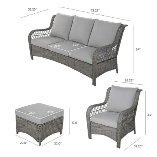 GRANDPATIO Polyethylene (PE) Wicker 5 - Person Seating Group with Cushions image {2}