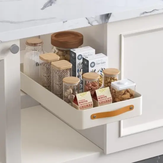 Pull Out Cabinet Organizer for Kitchen Cabinets, Stainless Steel Sliding Drawers, Peel and Stick Slide Out Pantry Shelves Organizers and Storage image {7}