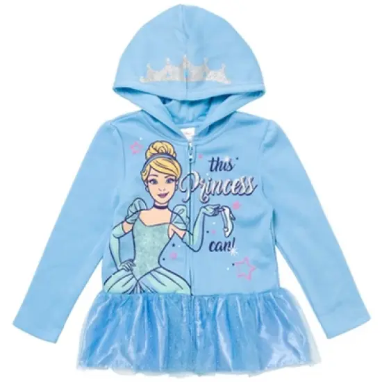 Disney Princess Moana Cindrella Ariel Belle Zip Up Hoodie Toddler image {10}