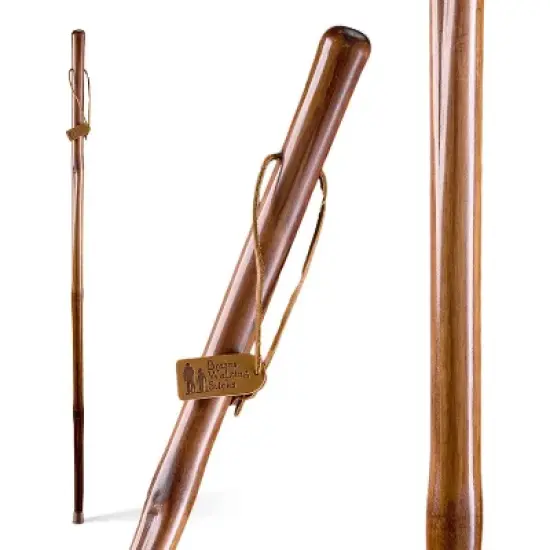 Brazos Rustic Wood Walking Stick, Bamboo, Traditional Style Handle, for Men & Women, Made in the USA, Red, 58 image {2}