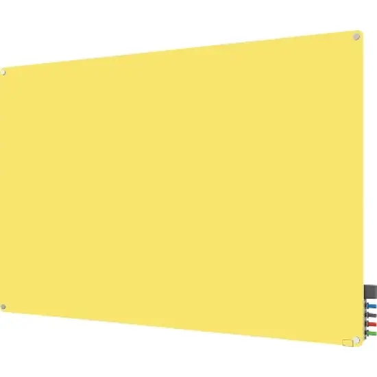 Ghent Manufacturing Harmony Magnetic Glass Dry Erase Board Frameless Yellow 4' x 3' (HMYRM34YW) image {3}