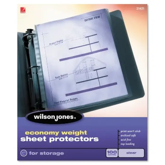 Wilson Jones Economy Weight Top-Loading Sheet Protectors Letter 50/Box 21420 image {2}