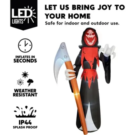 Joyfy 12FT Giant Halloween Inflatable Decoration, Scary Grim Reaper with Scythe for Halloween Indoor Outdoor Yard Lawn Garden Holiday Party Decoration image {1}