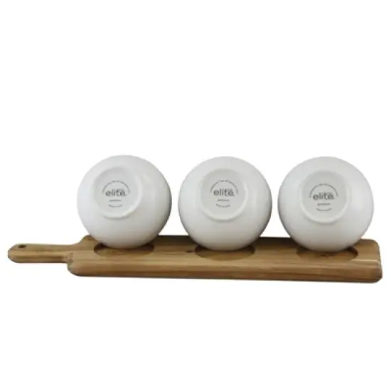 Gibson Gracious Dining 3 Peice Tidbit Bowl Set on Wood Paddle image {4}