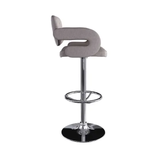 Set of 2 Adjustable Tufted Fabric Barstool with Armrests - CorLiving image {3}