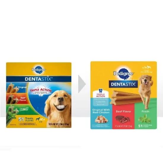 Pedigree Dentastix Chicken, Beef, and Peppermint Flavor Adult Large Breed Dental Dog Treats - 2.73lbs image {3}