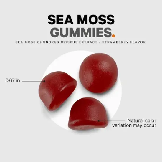 Codeage Irish Sea Moss Gummies, Irish Sea Moss Extract, Strawberry Flavor, Pectin-Based - 60ct image {8}