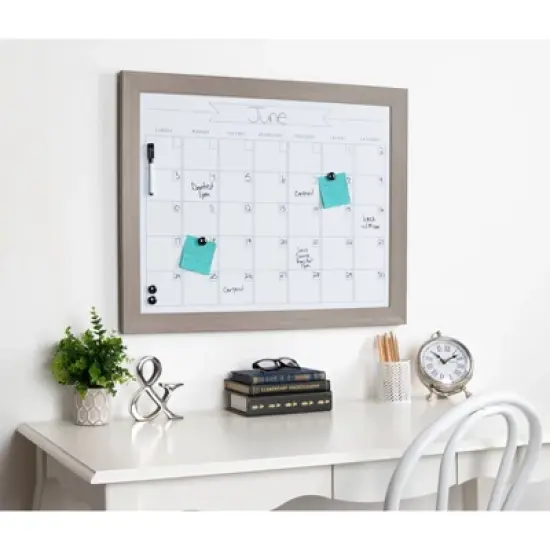 23" x 29" Beatrice Framed Magnetic Dry Erase Monthly Calendar Gray - DesignOvation image {4}