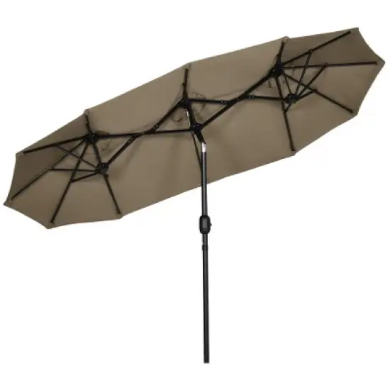 Akoasm 89.25 in. H Outdoor Double-sided Patio Umbrella with Push Button Tilt and Crank For Deck, Garden & Pool-Gray image {1}