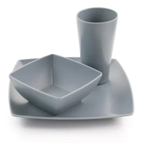 Gibson Home 12 Piece Grayson Melamine Square Dinnerware Set in Gray image {8}