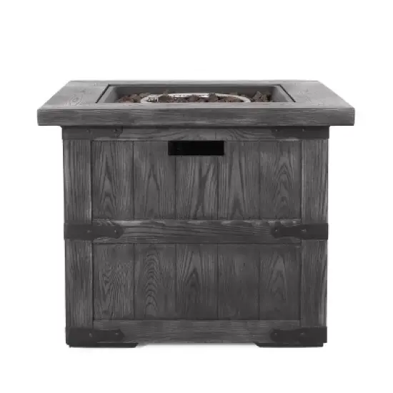 Finethy Outdoor 40000 BTU Light Weight Concrete Square Fire Pit Wood Gray - Christopher Knight Home image {5}