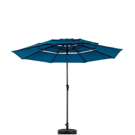 10FT Outdoor Aluminium 3 Tier Polyester Auto Tilt Umbrella,Patio Umbrella With 8 Steel Ribs,Pool Deck Umbrella,Base Not Included-Coolbibila image {1}