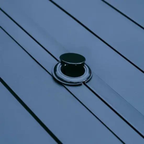 7pc Outdoor Dining Set with Padded Swivel Chairs & Metal Rectangle Table with Umbrella Hole - Gray - Captiva Hole image {7}