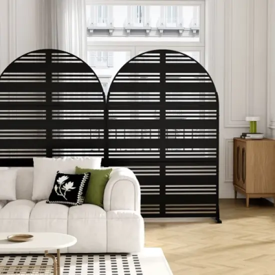 PexFix 72 in. x 47 in. Arched Outdoor Metal Privacy Screen Garden Fence in Black image {3}