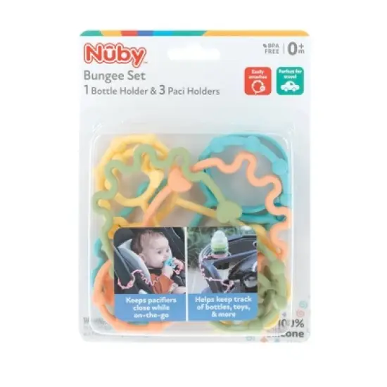 Nuby Silicone Pacifier & Bottle Bungee Set - 4pc image {5}