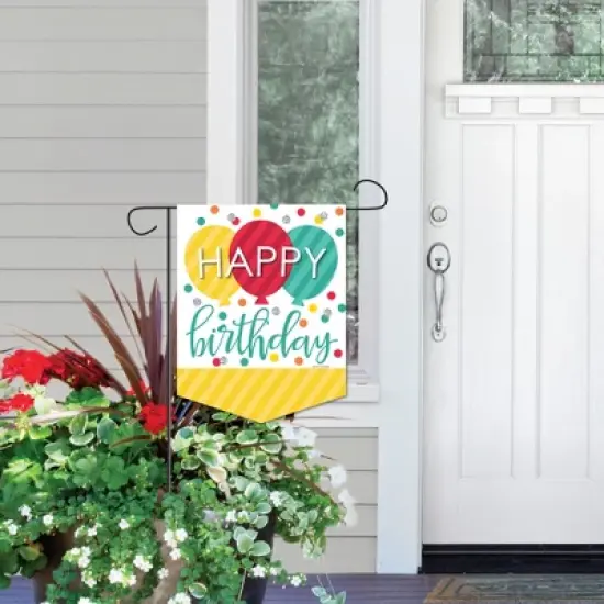 Big Dot of Happiness Colorful Happy Birthday - Outdoor Home Decorations - Double-Sided Birthday Party Garden Flag - 12 x 15.25 inches image {5}