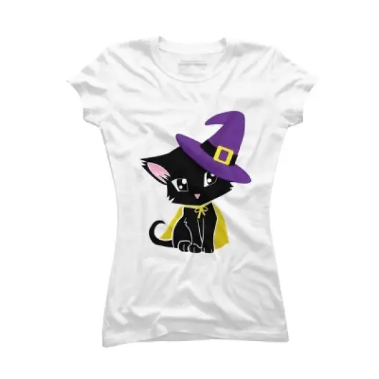 Junior's Design By Humans Halloween Cat By AdrianaOliveira T-Shirt image {3}