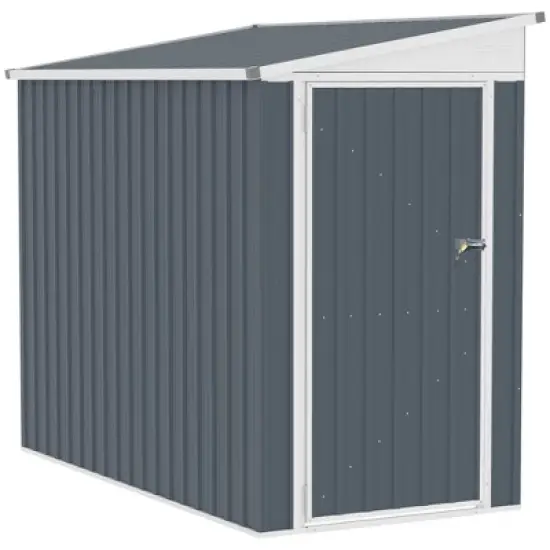 Outsunny Garden Metal Storage Shed, Outdoor Lean to Tool house with Lockable Door, 2 Air Vents & Steel Construction for Backyard, Patio, Lawn, Garage image {8}