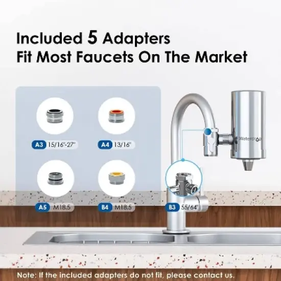 Waterdrop Stainless Steel Faucet Water Filter Includes Extra FF-03-C-1 Filter image {5}