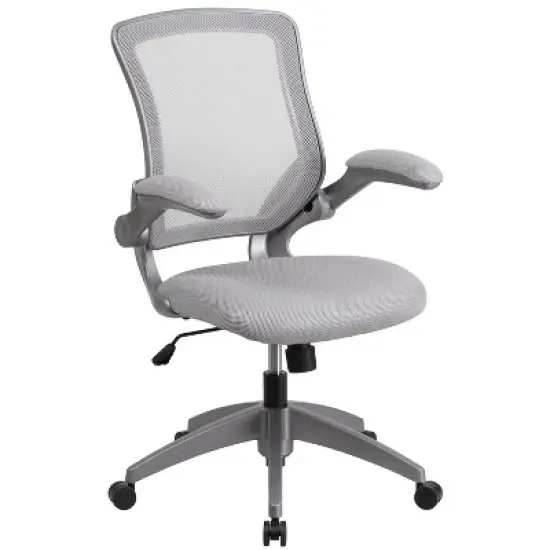 Flash Furniture Mid-Back Mesh Swivel Ergonomic Task Office Chair with Gray Frame and Flip-Up Arms image {10}