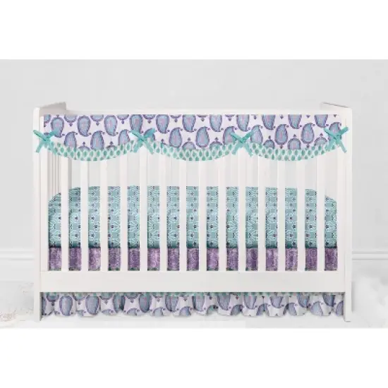 Bacati - Paisley Isabella Purple Lilac Aqua 6 pc Crib Bedding Set with Long Rail Guard Cover image {6}