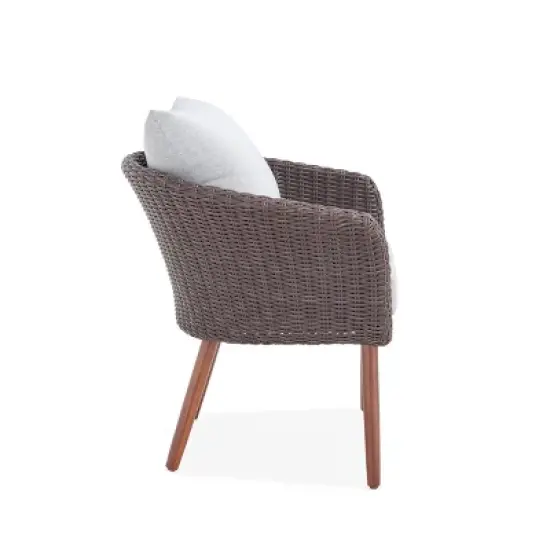 4pc All-Weather Wicker Athens Outdoor Conversation Set with 35" Coffee Table - Brown - Alaterre Furniture image {3}