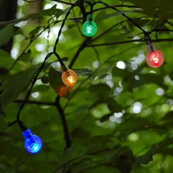 LumaBase Solar-Powered String Lights with Faceted Balls image {7}