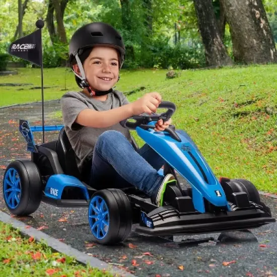Ride On Go Kart for Kids, 24V 7Ah Battery Two 200W Motors, 8MPH Fast Drifting Circling Car, Adjustable Seat Electric Ride Toy, for Kids 6+ image {7}