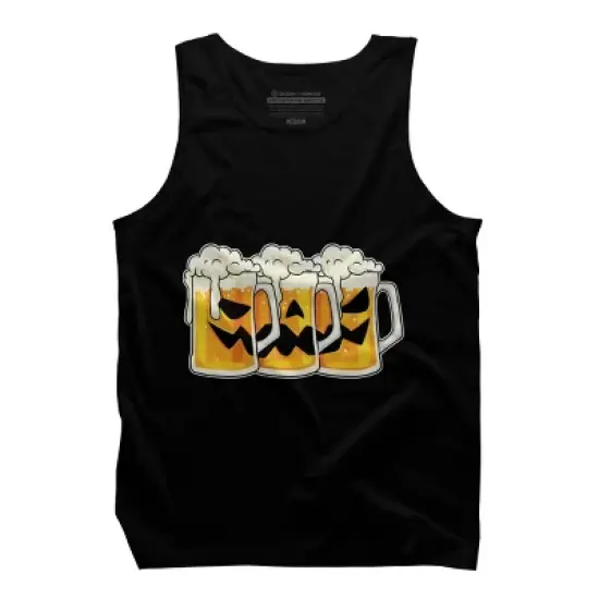 Men's Design By Humans Halloween Jack O Lantern Beer Drinking By RedBirdLS Tank Top image {4}