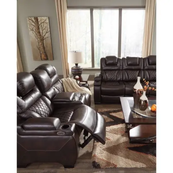 Warnerton Power Recliner Sofa with Adjustable Headrest Chocolate - Signature Design by Ashley image {10}