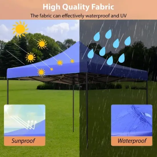 FDW Pop Up Canopy Tent 9.6x9.6 Anti-UV for Parties Camping with Portable Bag image {5}