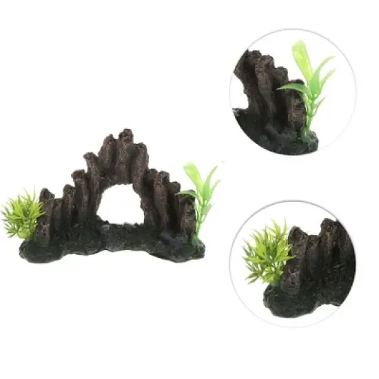 Unique Bargains Aquarium Terrariums Mountain for Fish Tank Landscape Decoration Gray Green 3.74" Height 1pcs image {2}