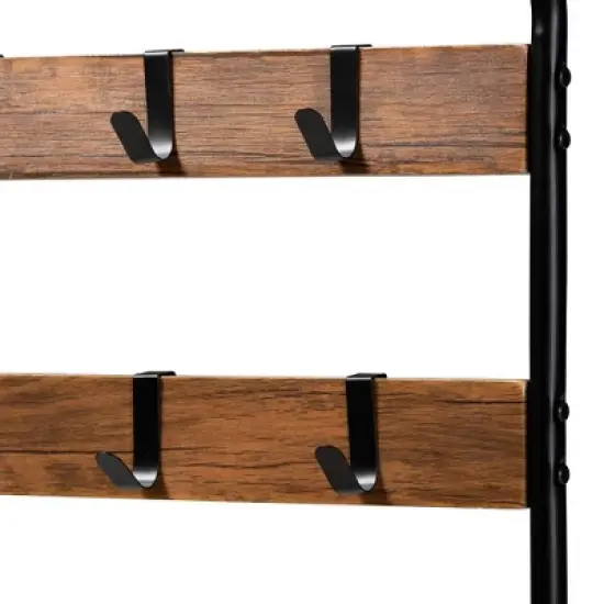 Aislin Distressed Wood and Metal Finished Entryway Hall Tree Brown/Black - Baxton Studio image {3}