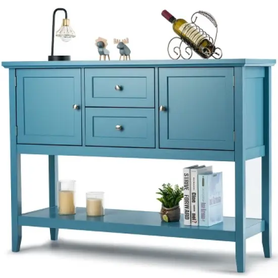 Costway Sideboard Buffet Table Wooden Console Table w/ Drawers & Storage Cabinets Blue/Brown/Gray/Beige image {11}