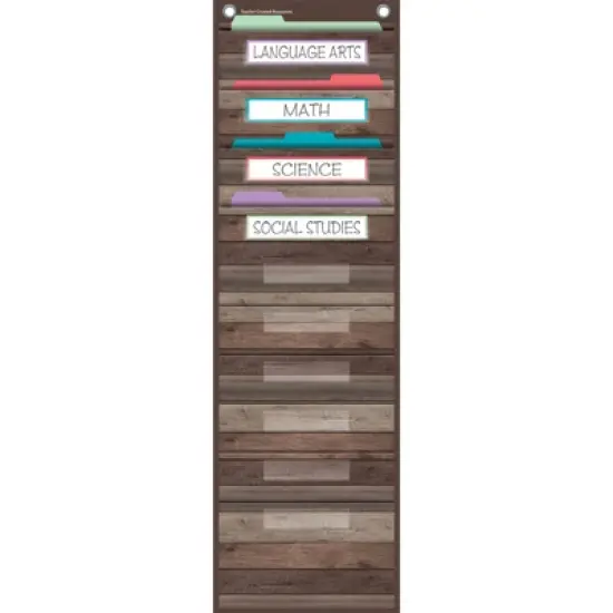 Teacher Created Resources&reg; Dark Wood Design 10 Pocket File Storage Pocket Chart, 14" x 58" image {1}