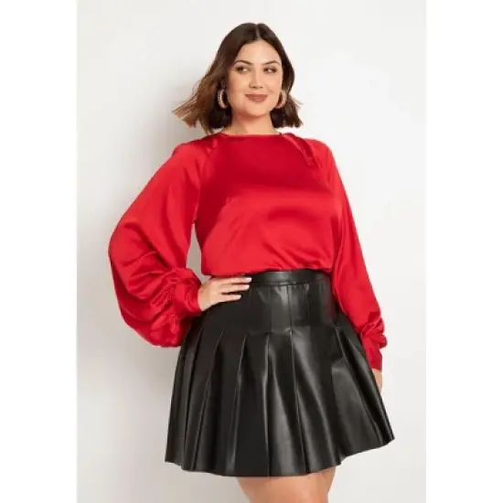 ELOQUII Women&rsquo;s Plus Size Poet Sleeve Blouse With Tie Back image {6}