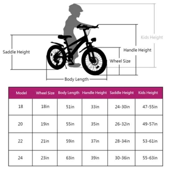 DSVIMOY 24 Inch Kids Mountain Bike for Boys & Girls Ages 7-12, 7-Speed Gears, Pink, 62.4"*25"*39" image {2}