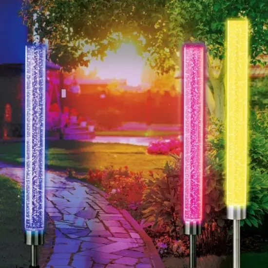 Bell + Howell Color Changing Solar Powered Glimmer Sticks for Gardens and Pathways image {7}