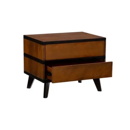 Mid-Century Modern 2 Drawer Nightstand Walnut - Linon image {5}