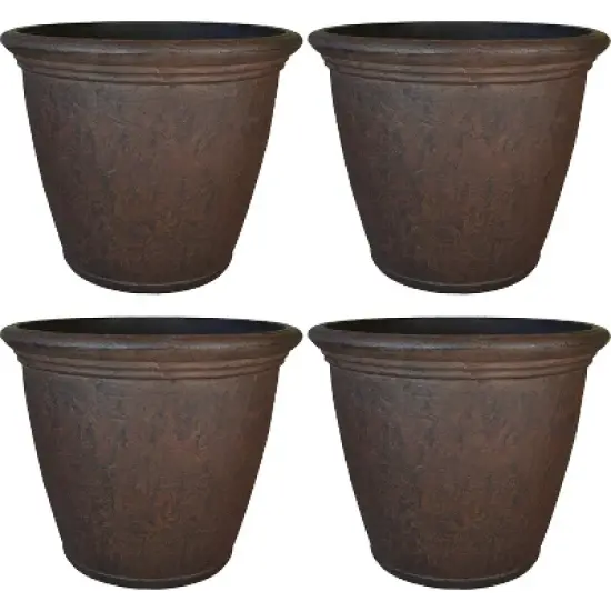 Sunnydaze Indoor/Outdoor Patio, Garden, or Porch Weather-Resistant Double-Walled Anjelica Flower Pot Planter - 16" - Rust Finish image {6}