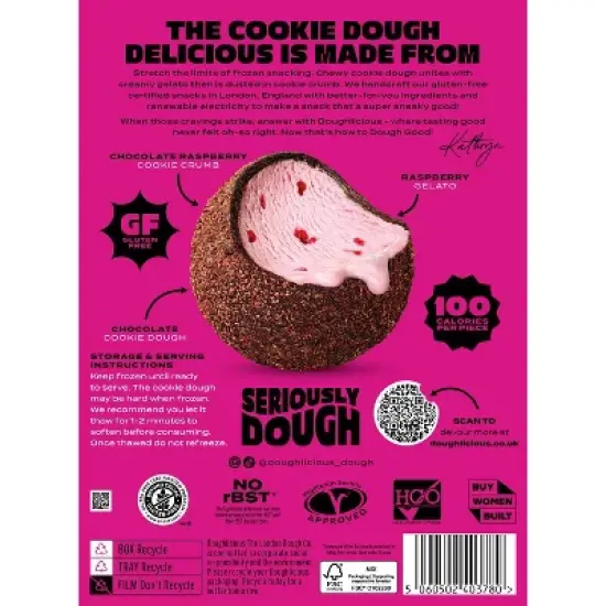 Doughlicious Chocolate Raspberry Frozen Cookie Dough & Gelato Bites - 6pk/6.77 fl oz image {1}