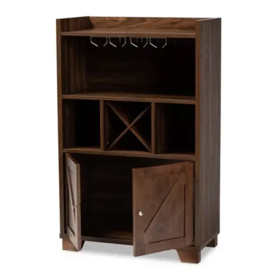 Carrie Walnut Finished Wood Wine Storage Cabinet Walnut - Baxton Studio image {1}