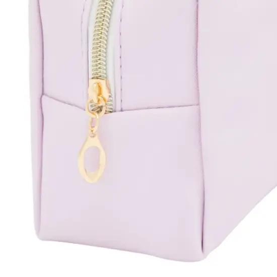 Glamlily 3 Pack Faux Leather Makeup Bag with Zipper, Travel Cosmetic Bags, 3 Pastel Colors image {4}