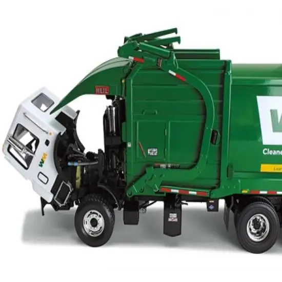 Mack TerraPro Refuse Garbage Truck w/Front End Loader and CNG Tailgate White and Green w/Bin 1/34 Diecast Model by First Gear image {4}