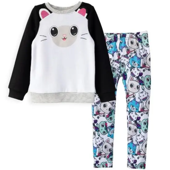 Gabby's Dollhouse Little Girls Raglan Sweatshirt & Leggings Set White  image {9}